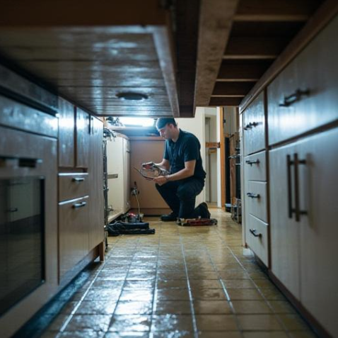 Inspeção de vazamento em cozinha realizada pela Archifix